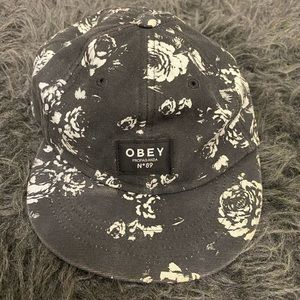 Obey Flower Print Flat Brim Cap